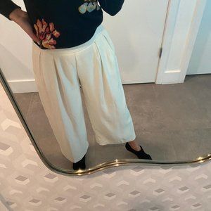 Banana Republic Cream Wide-Leg Pleated Culottes
